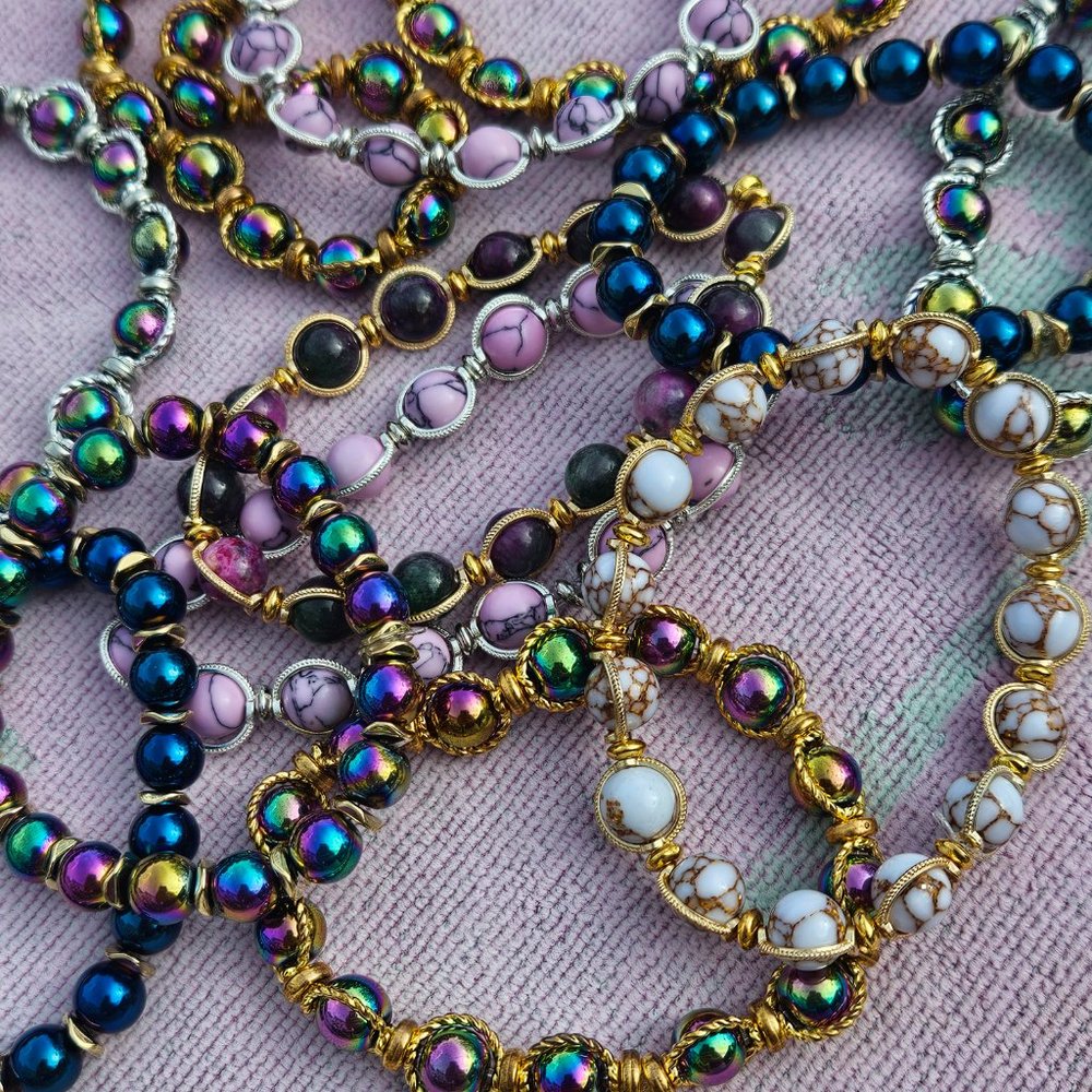 Hand Made Custom Bracelets - Pick Gem Stone, Style, Size,  Just for your Style